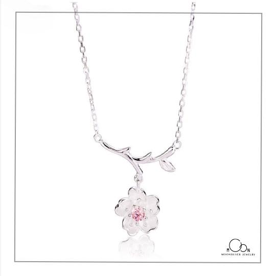 Dây chuyền vòng cổ bạc nữ s925 hoa đào Moonsilver