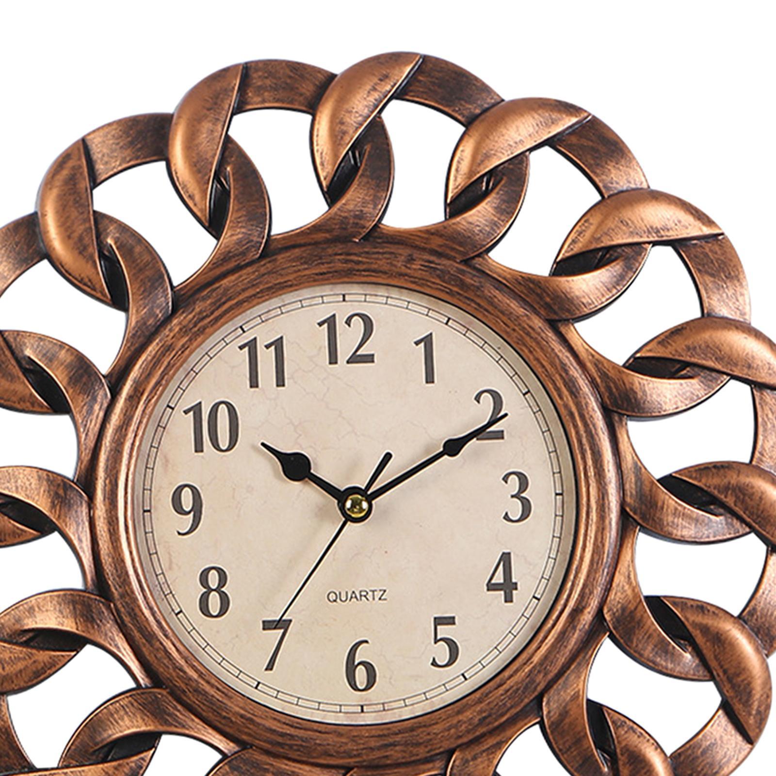 Retro Wall Clock, Round Non Ticking Hanging Clocks for Bedroom Coffee shop decorationation