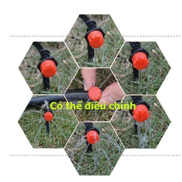 Combo 5 béc, 10 béc tưới gốc 8 tia có điều chỉnh được lưu lượng nước sử dụng cho ống 6mm, có thể dùng tưới nhỏ giọt