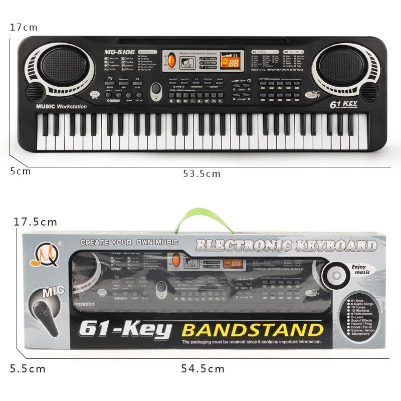 Đàn Organ Đàn Piano Điện Tử Đồ Chơi Cho Bé 61 Phím Sạc Điện Có Mic, Dây Sạc USB