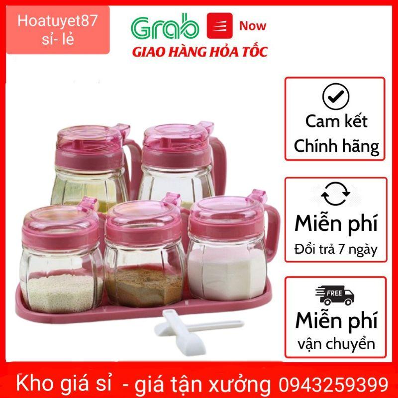 Sét 5 hũ thủy tinh đựng gia vị