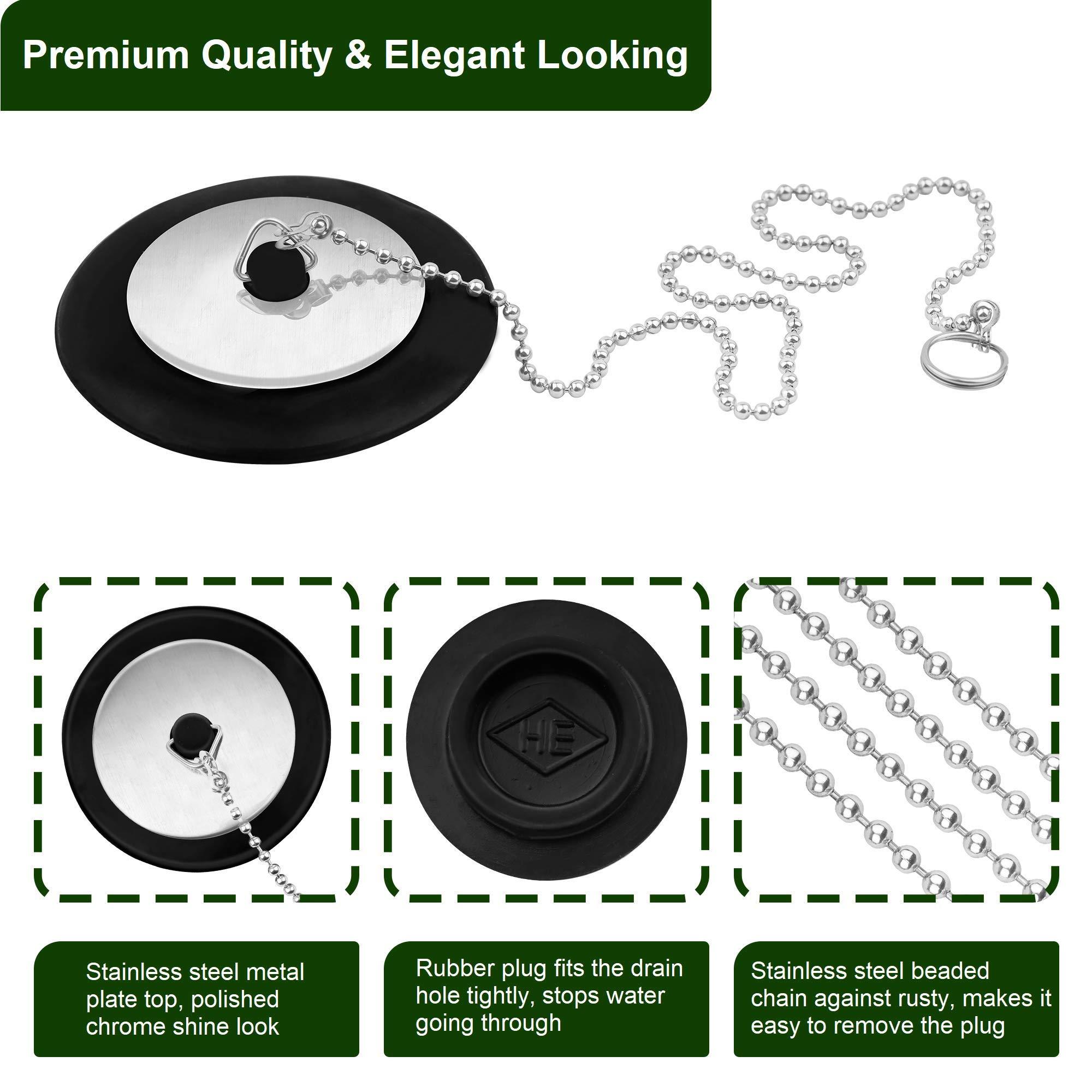 Phích cắm của Universal Wash Basin - Công cụ thoát nước cao su / phích cắm thoát nước với chuỗi bóng bằng thép không gỉ cho hệ thống thoát nước 40 mm / 43 mm / 50 mm