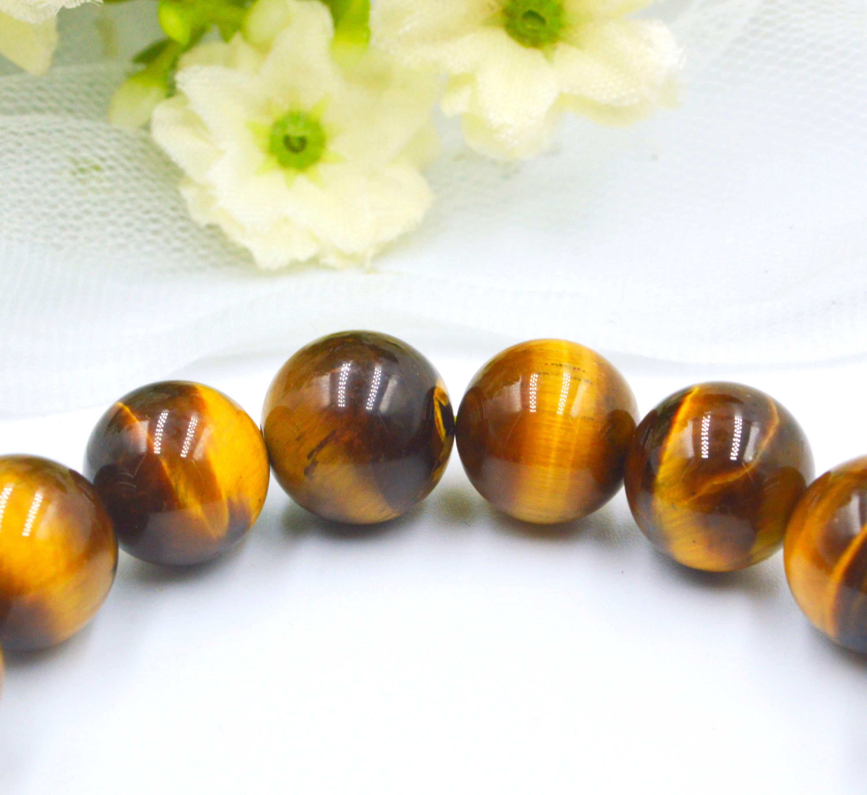 VÒNG TAY LU THỐNG MẮT HỔ VÀNG TÀI LỘC 10 MM, MẠNG THỔ VÀ KIM
