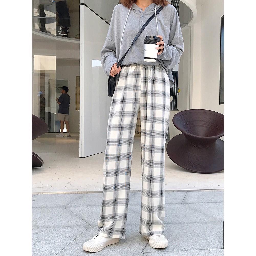 Quần culottes kẻ caro có khóa kéo OR14