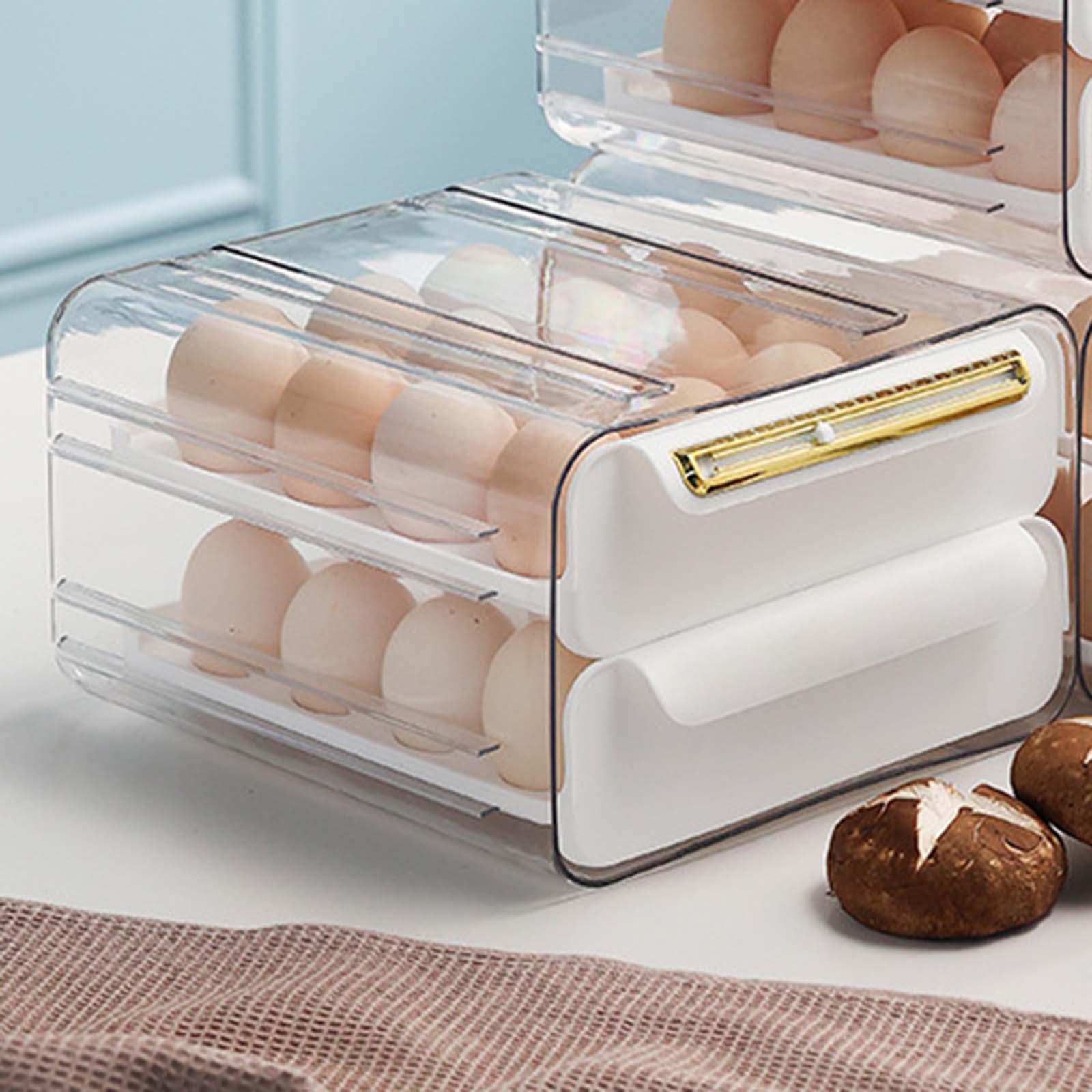 Egg Container Fridge Egg Tray Egg Storage Box Sturdy Space Saving for Pantry