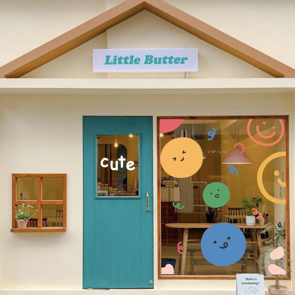 Hình dán smile aesthetic trang trí gương cửa hàng cute