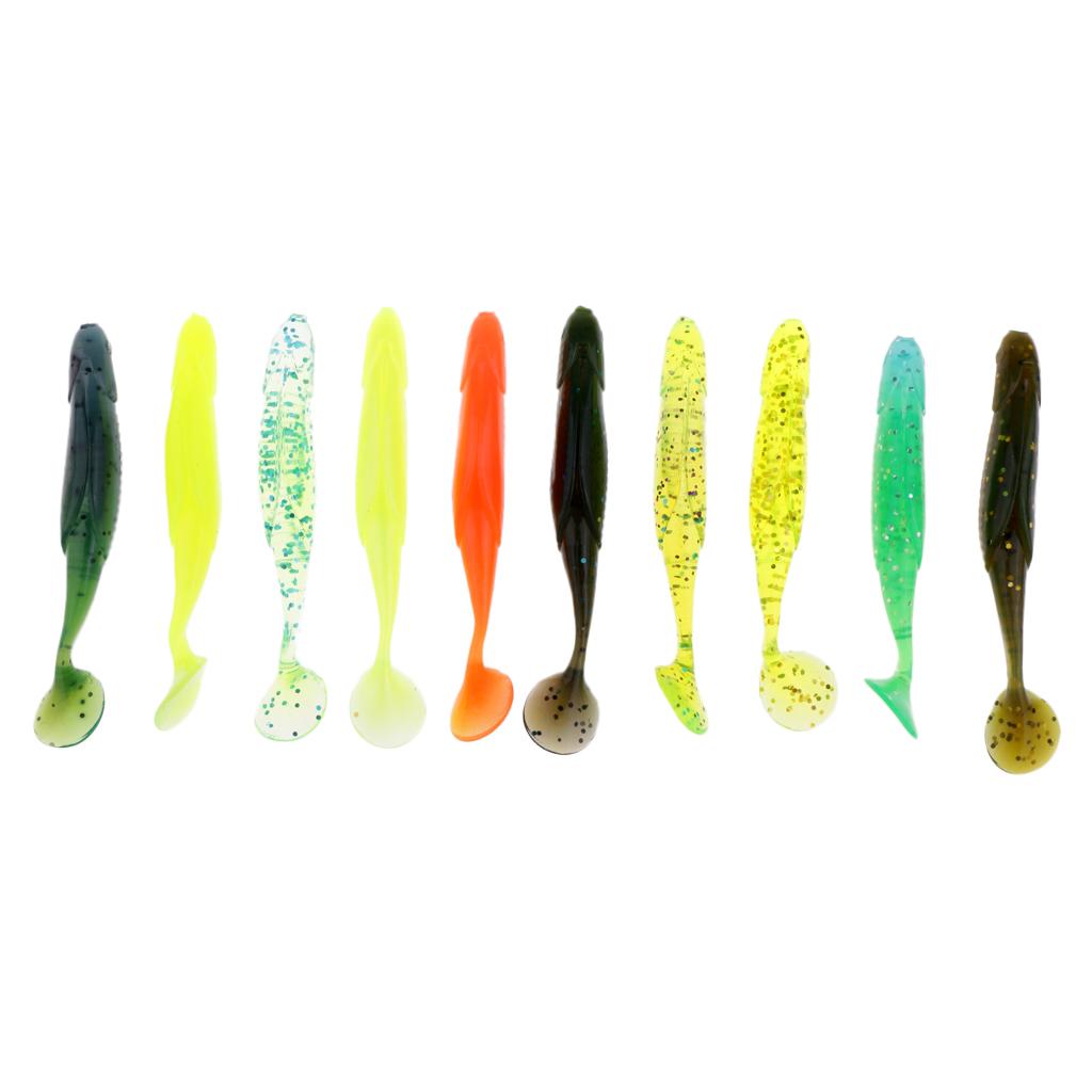 10Pcs Artifical Soft Plastic Vivid Fishing Worm Bionics Sea Bait Lures 6g