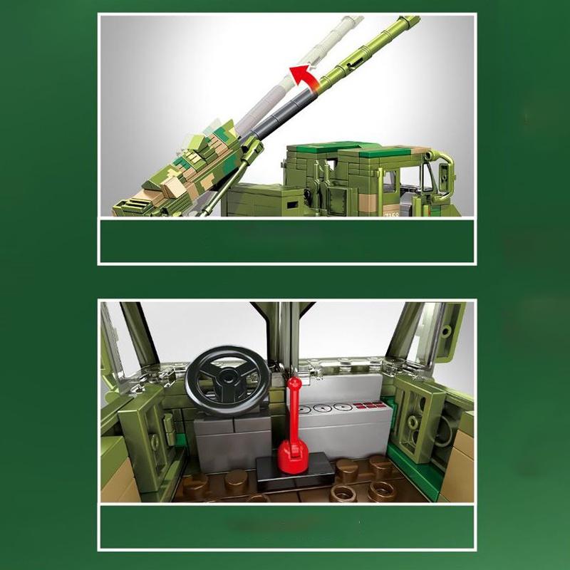 Đồ chơi Lắp ráp Xe Rocket Tự hành 155MM, Sembo Block 203121 Mounted Howitzer, Xếp hình thông minh, Mô hình quân sự