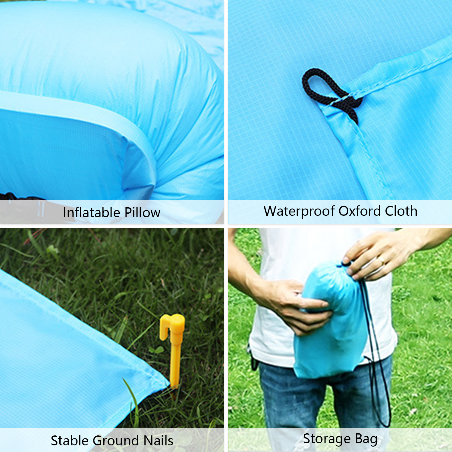 Thảm Dã Ngoại Bơm Hơi Chống Nước Có Gối Tựa Đầu Vải Oxford