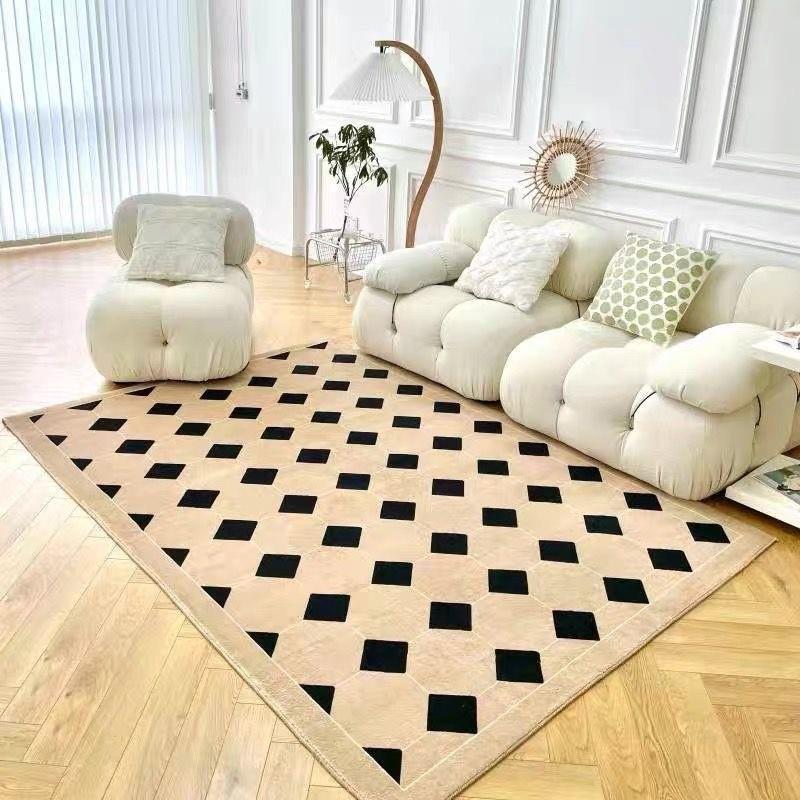 Thảm Trải Sàn Họa Tiết Caro Phong Cách Bắc Âu Hiện Đại Đơn Giản