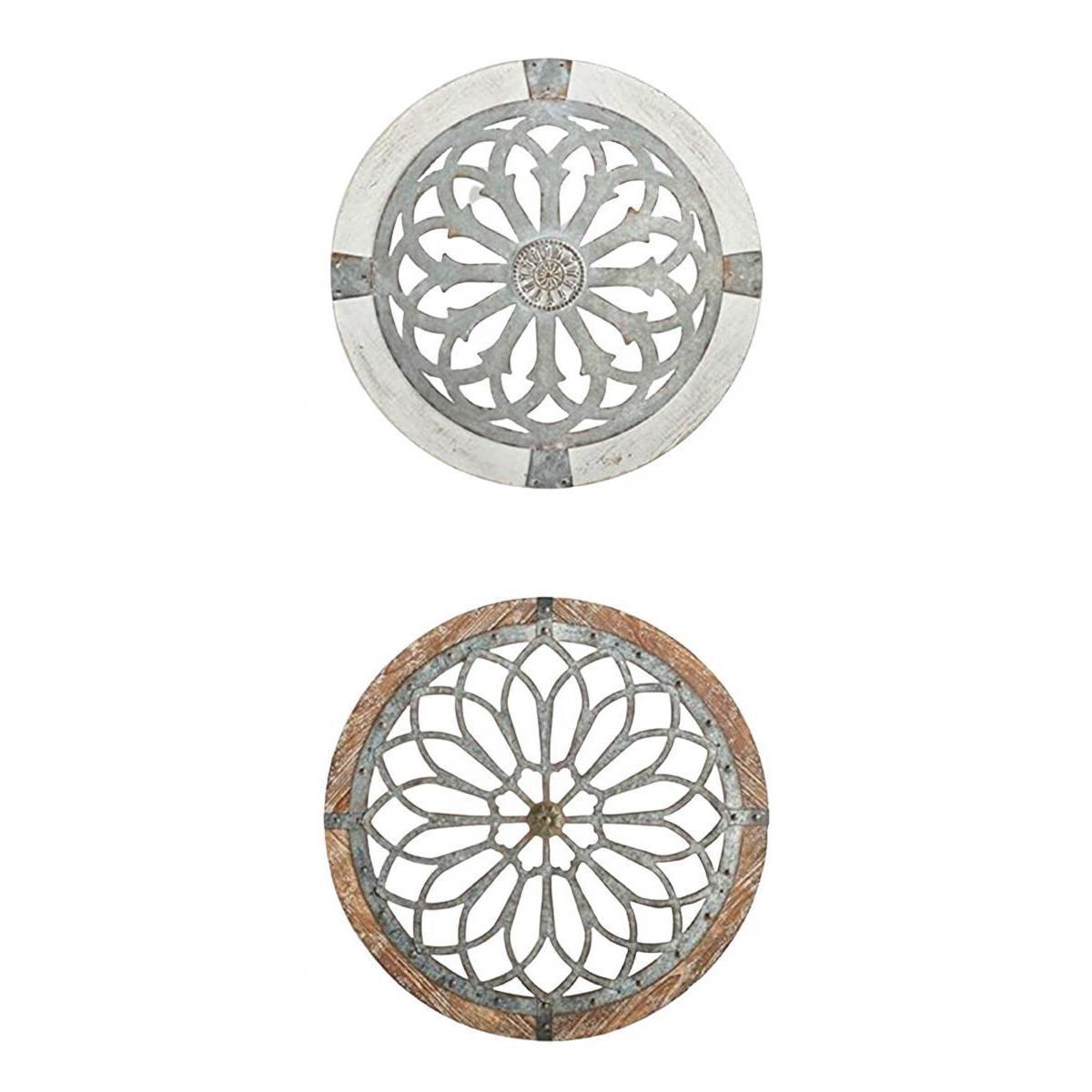 2x Medallions Metal Round Wall Decor Home Living Room Wall Sculptures