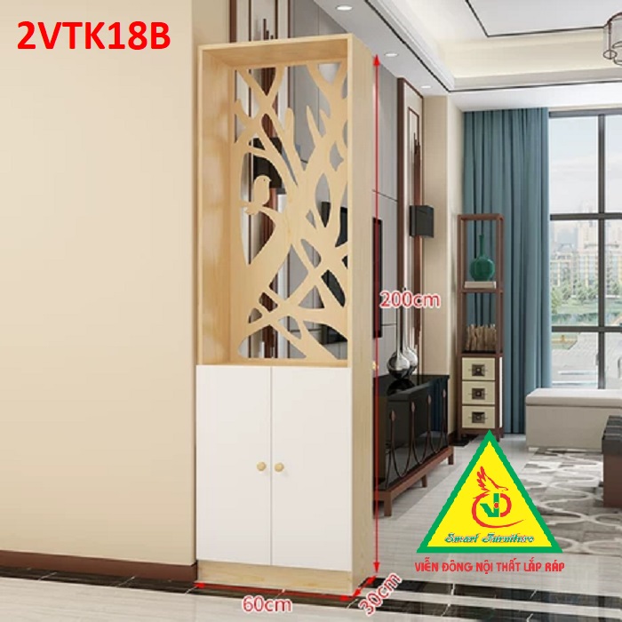 Tủ kệ trang trí kiêm vách ngăn phòng khách , nhà bếp 2VTK18- Nội thất lắp ráp Viendong Adv
