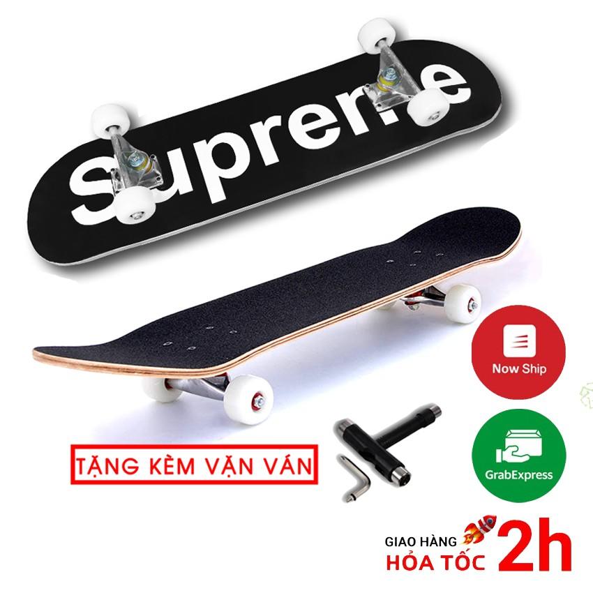 Ván trượt skateboard thể thao chất liệu gỗ phong ép cao cấp 7 lớp mặt nhám trẻ em và người lớn - tặng vặn ván