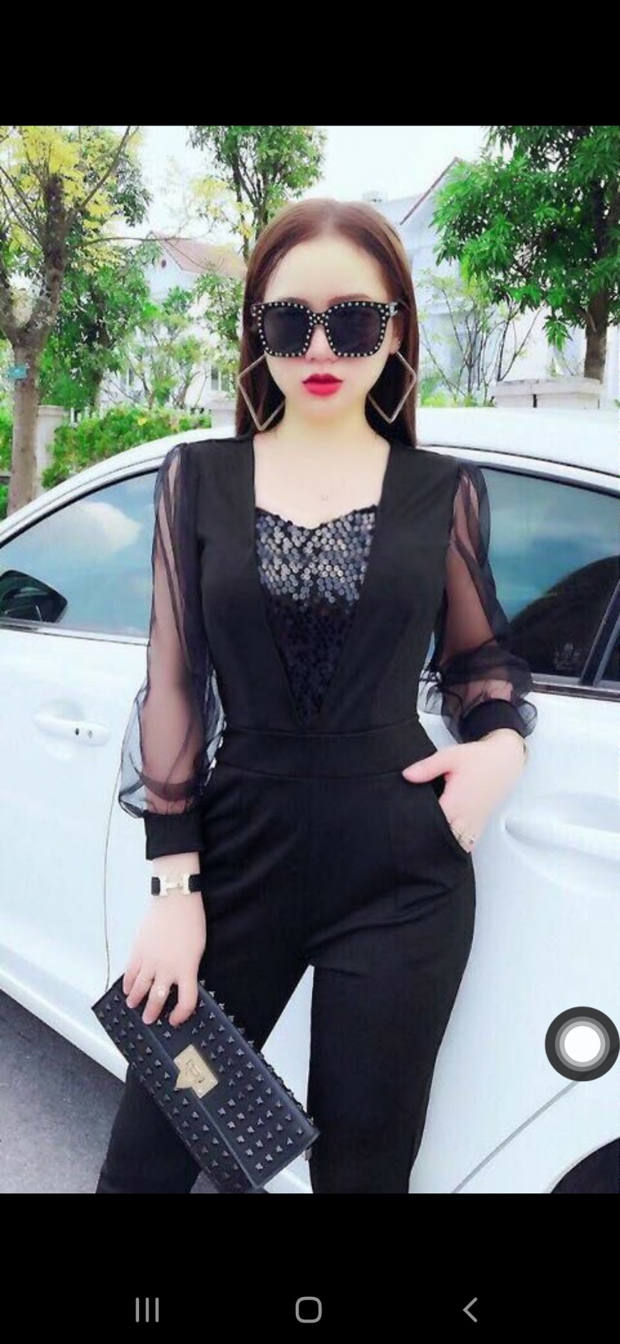 Jum dài tay phối lưới đính kim sa ngực xinh