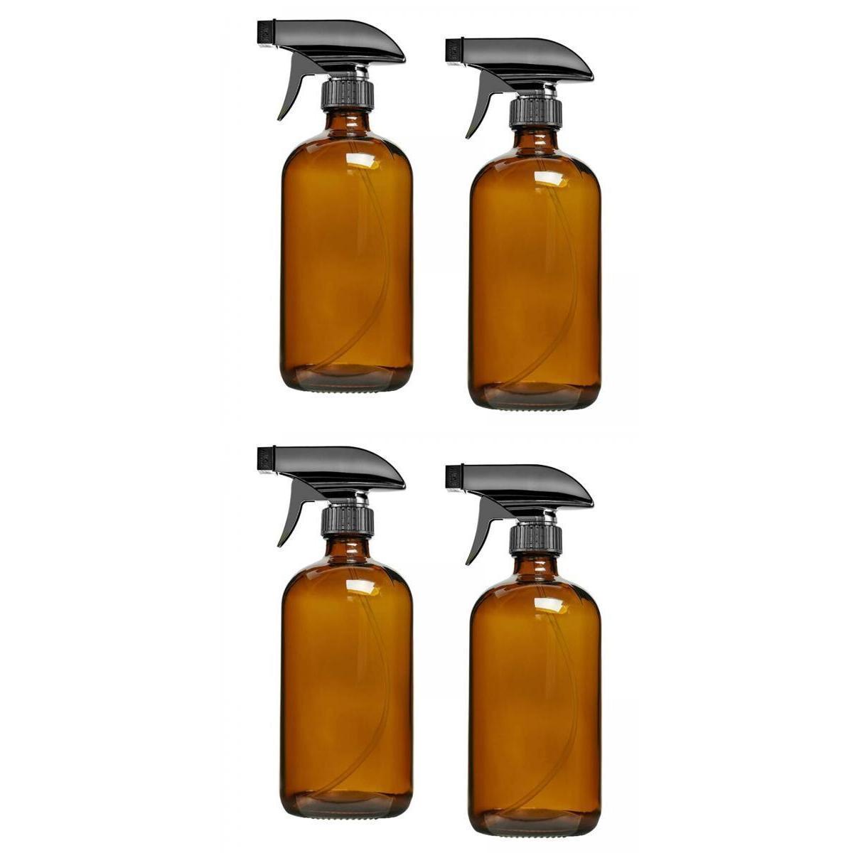 4pcs Empty Portable Glass Spray Essential Oil Bottle brown 250ml 500ml