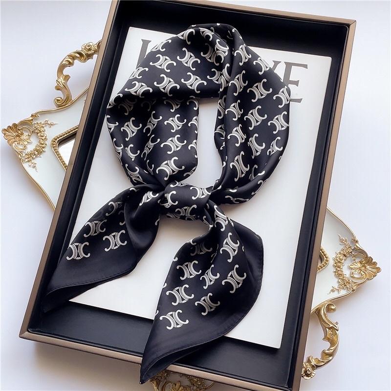 Khăn turban lụa vuông chữ X choàng cổ thanh lịch đa năng size 70cm