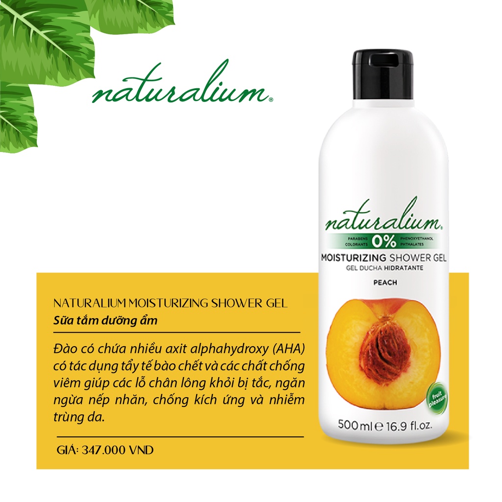 Sữa tắm dưỡng ẩm NATURALIUM hương đào 500ml ngăn ngừa nếp nhăn, chống kích ứng và nhiễm trùng da