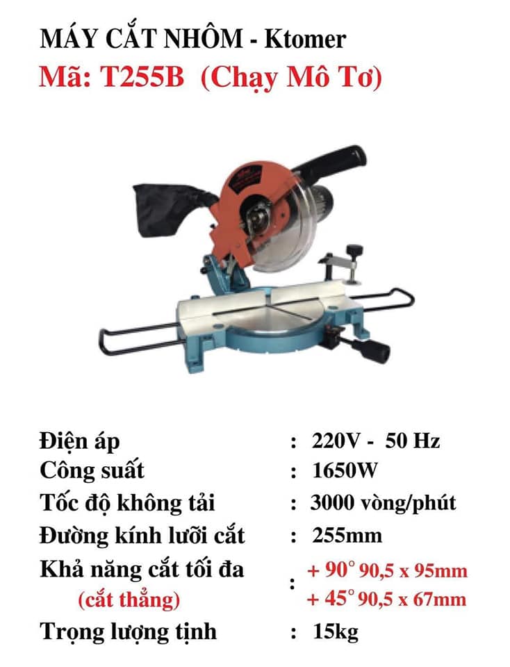 Máy cắt nhôm Ktomer T255B_Chính Hãng