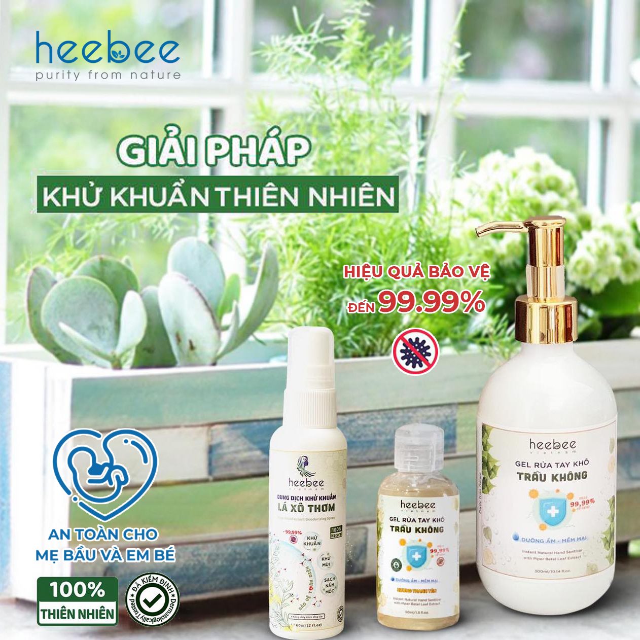 Dung Dịch Khử Khuẩn Lá Xô Thơm Làm Sạch Không Khí, Khử Mùi Hôi Heebee Sage Disinfectant Deodorizing Spray 60ml - 1000ml