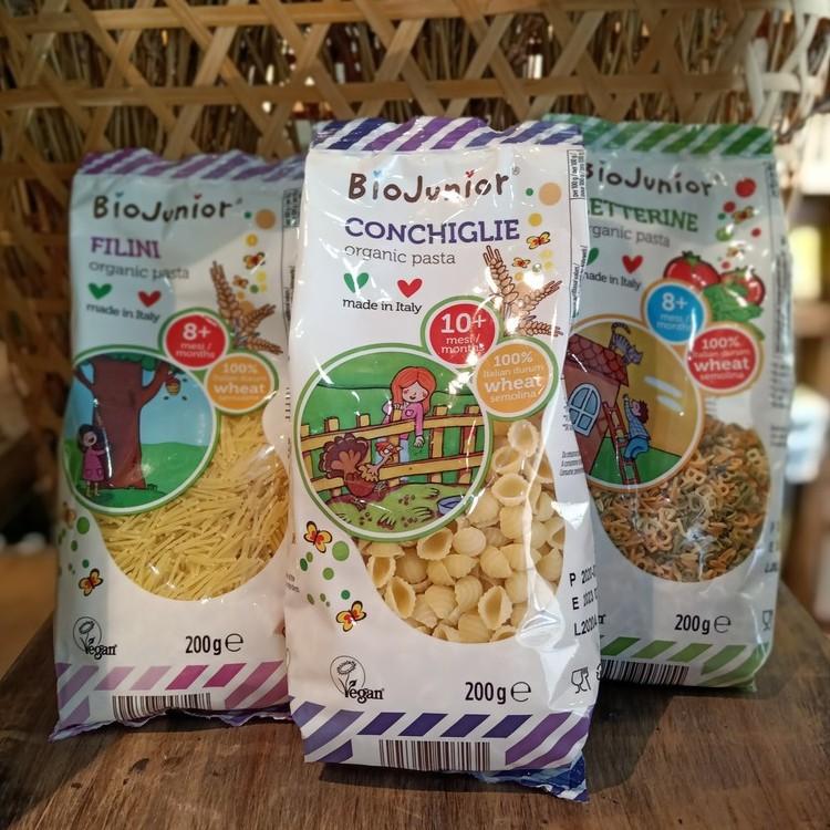 Mì nui ăn dặm hữu cơ cho bé hình chữ cái Bio Junior 200g