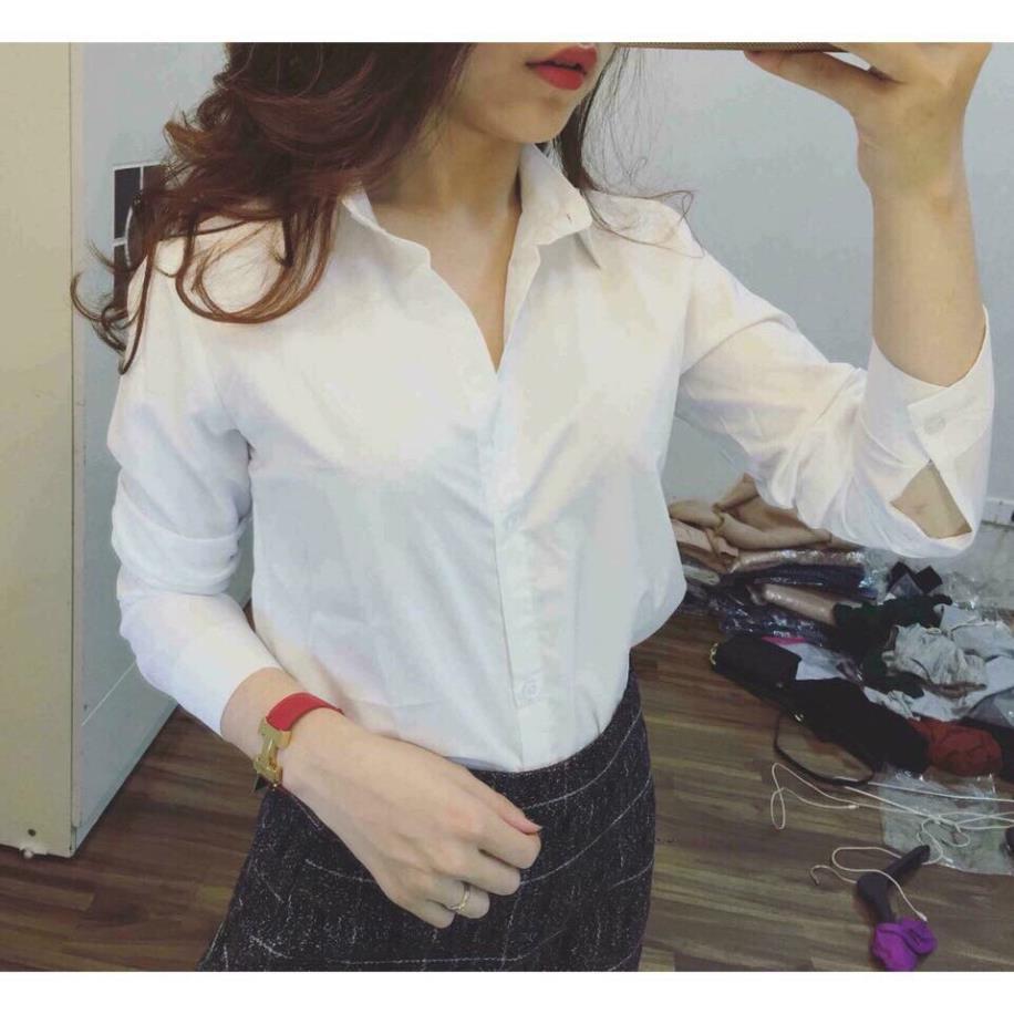 Áo sơ mi công sở, dáng suông, chất vải đẹp, áo sơ mi trơn dài tay