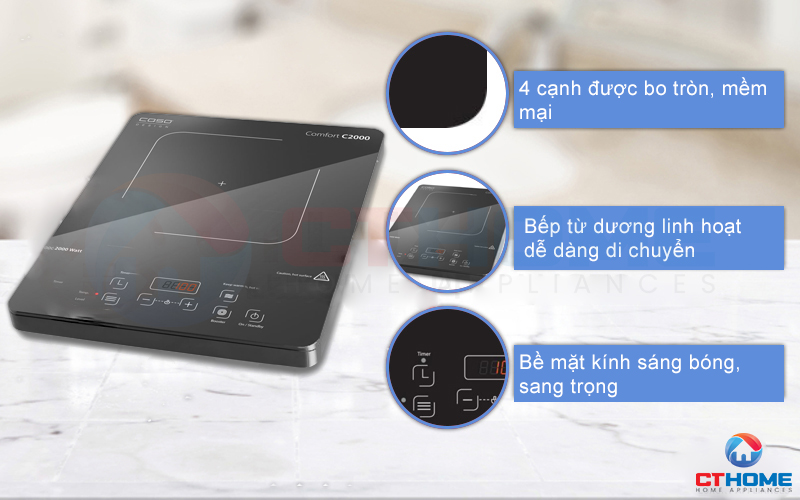 Bếp Từ Đơn CASO Comfort C2000, Công Suất 2000W, Nhập Đức, BH 12 Tháng, Hàng Chính Hãng