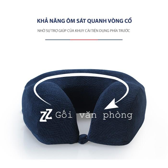 Gối Chữ U Ô Tô, Máy Bay Cao Su Non Cỡ Lớn Có Khuy Cài Nâng Đỡ Toàn Diện ZURI PILLOW - GLC01 (VỎ NHUNG)