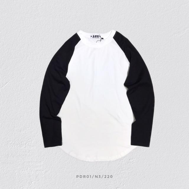 Áo phông dài tay raglan thân trắng tay đen mã PDR01