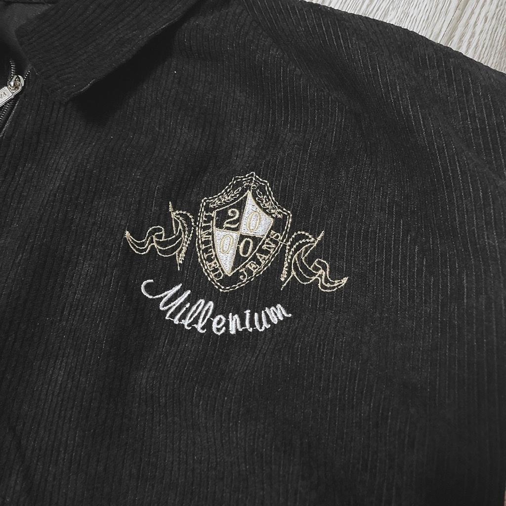 Áo khoác nhung tăm jacket Logo Thuê 2000 Hình Thật 100% Form Rộng Đẹp