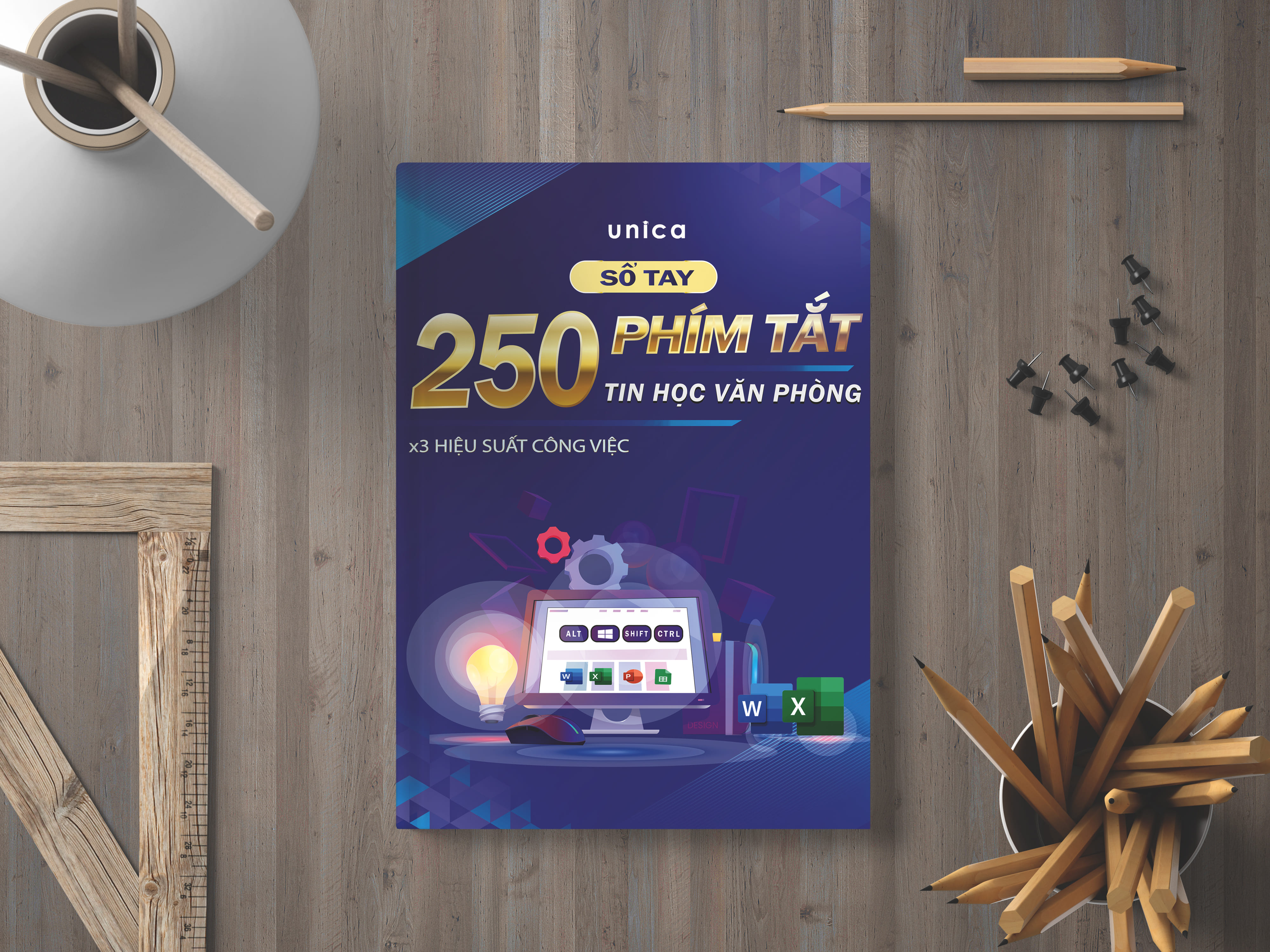 Sách Sổ tay 250 Phím Tắt Tin học văn phòng Unica