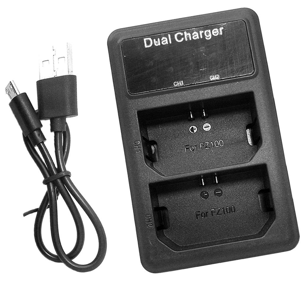 LCD Display Battery Charger Charging Stand with USB Port for  NP-FZ100