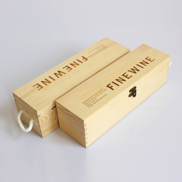 Hộp rượu vang gỗ thông đơn Fine wine -  Single wooden wine box for gift