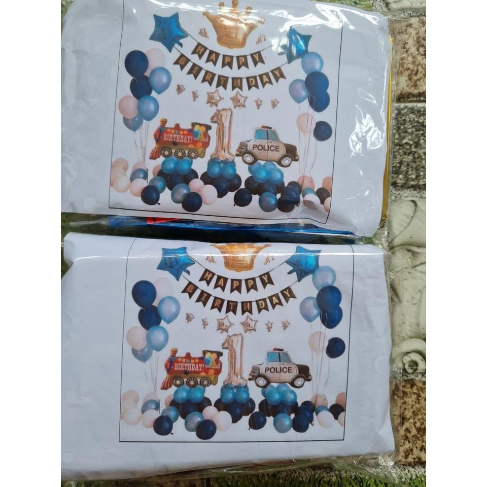 Set bong bóng phụ kiện trang trí sinh nhật, party cho bé trai, họa tiết xe cảnh sát, xe cứu hỏa 35-40cm - BOBABO