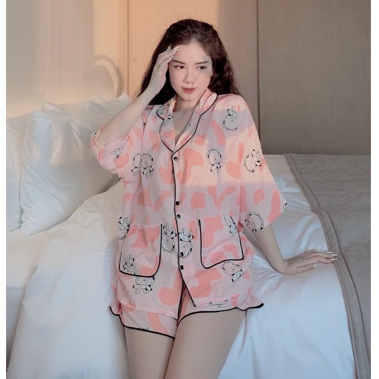 Đồ bộ nữ pijama tay cánh dơi quần cộc nhiều màu, Họa Tiết dễ thương Ulzzang Hot Trend