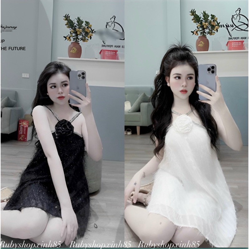 ĐẦM LÔNG VŨ PHỐI DÂY KIM TUYẾN CUỐN BÔNG CỔ 2 MÀU Y HÌNH