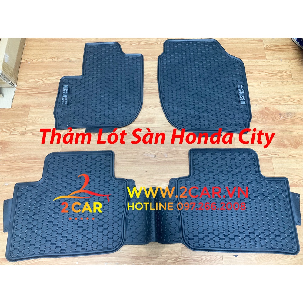 Thảm Lót sàn City 2021, 2022 Thảm sàn Honda City 2021, 2022 Cao su đúc theo xe cao cấp, Mẫu Mới Nissin tổ ong chữ trắng