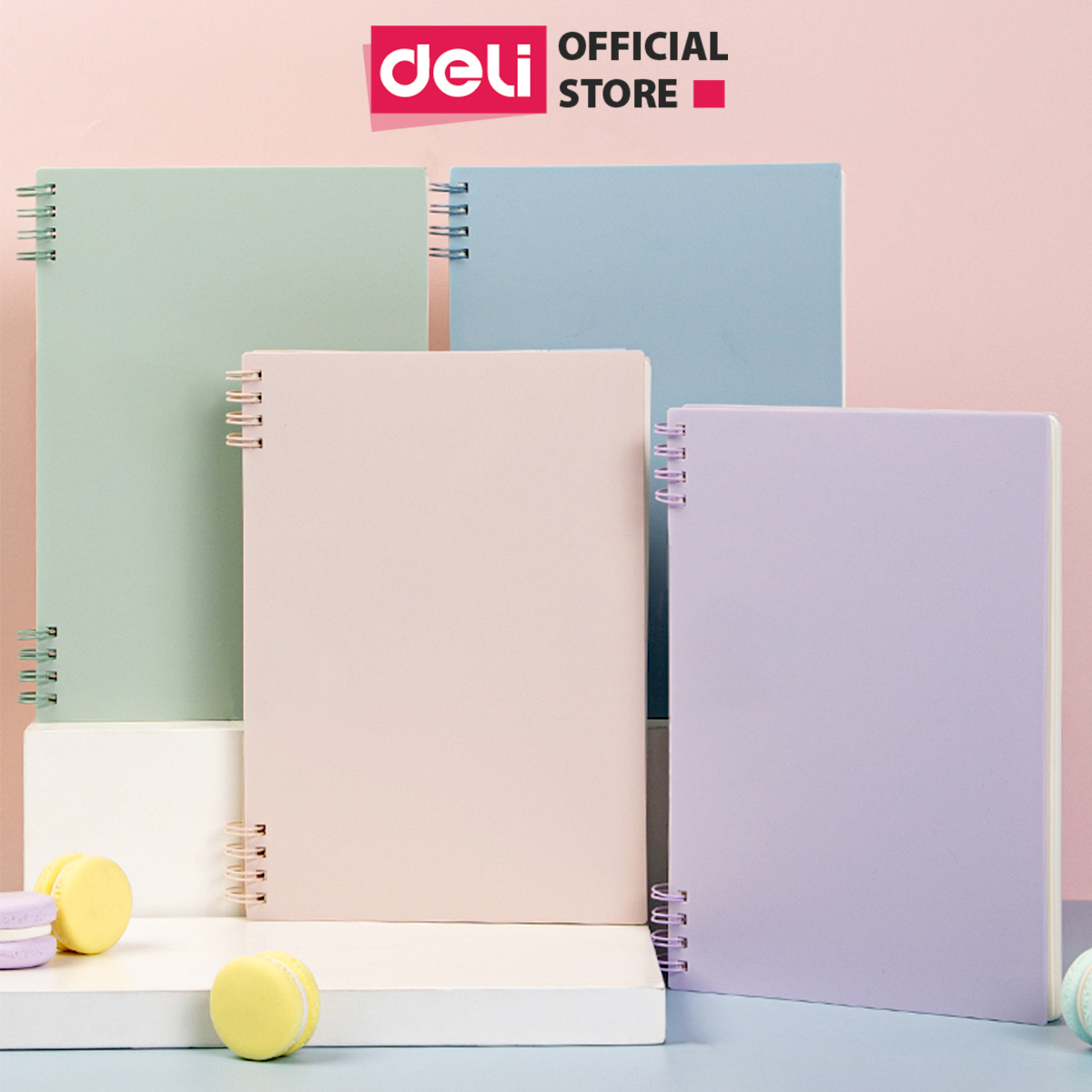 Sổ Tay Ghi Chép Lò Xo Màu Pastel Deli - Giấy Kẻ Ngang 80 Trang Khổ A5 B5 - Phù Hợp Làm Sổ Kế Hoạch, Sổ Nhật Kí, Tập Vở Ghi Chép - 24202 24203 - Sổ A5 - Xanh Lá