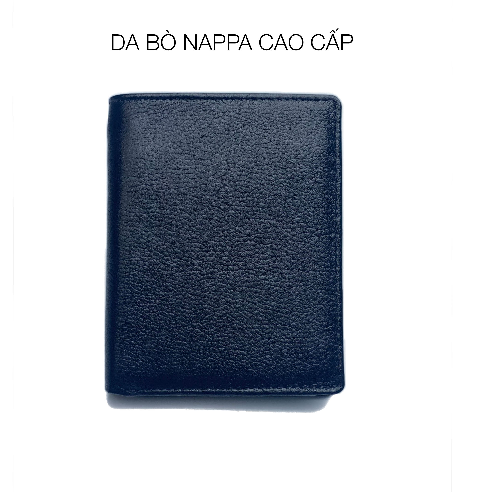 Ví nam dáng đứng da bò Nappa hạt cao cấp PQ Leather PV15, da thật full hộp làm quà tặng bảo hành 12 tháng