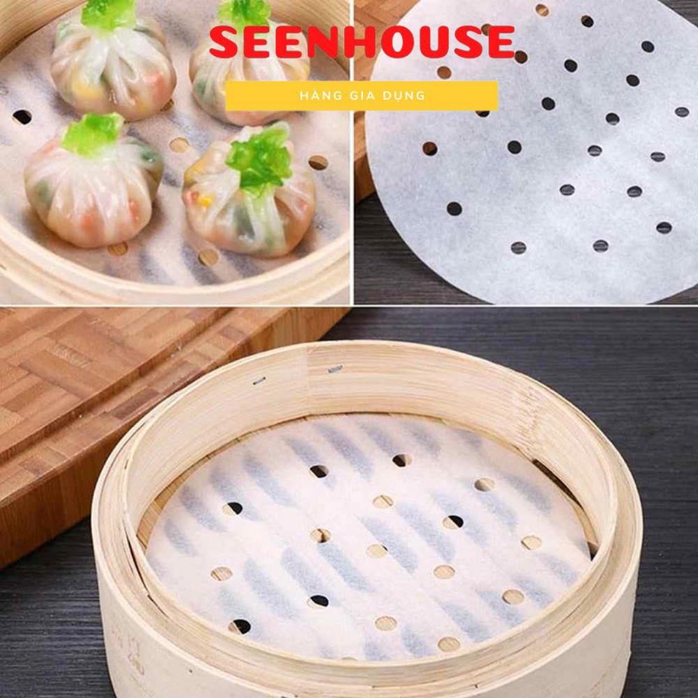 Set 100 Giấy nến tròn đục lỗ - dùng lót Xửng hấp và Nồi chiên không dầu