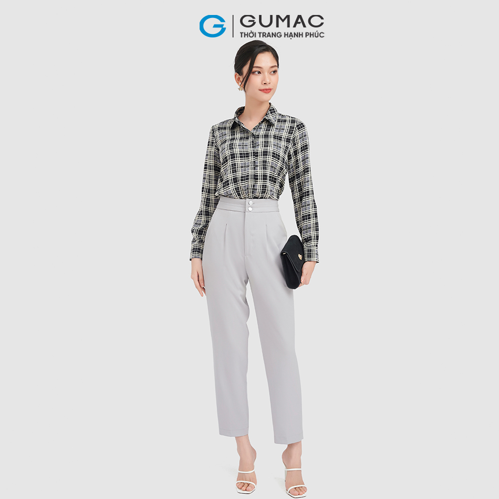 Áo sơ mi nữ GUMAC AC09042 phom suông caro thanh lịch