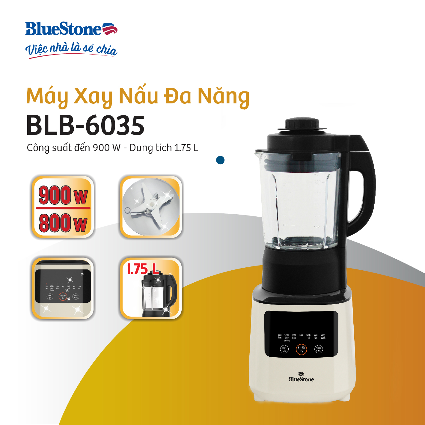 Máy Làm Sữa Hạt BlueStone BLB-6035 (1700W) - Hàng chính hãng
