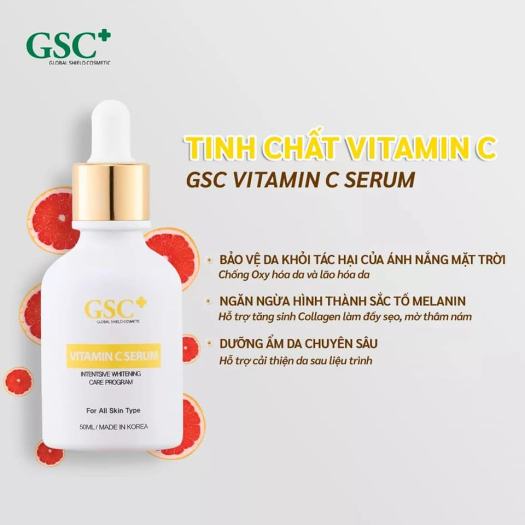 Tinh chất Serum hỗ trợ trị thâm, trắng sáng da GSC Vitamin C serum size 50ml