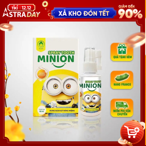 Xịt răng miệng Minion Gold Dr.maya hộp/50ml, Vệ sinh răng miệng ngăn ngừa sau răng cho bé từ 6 tháng tuổi