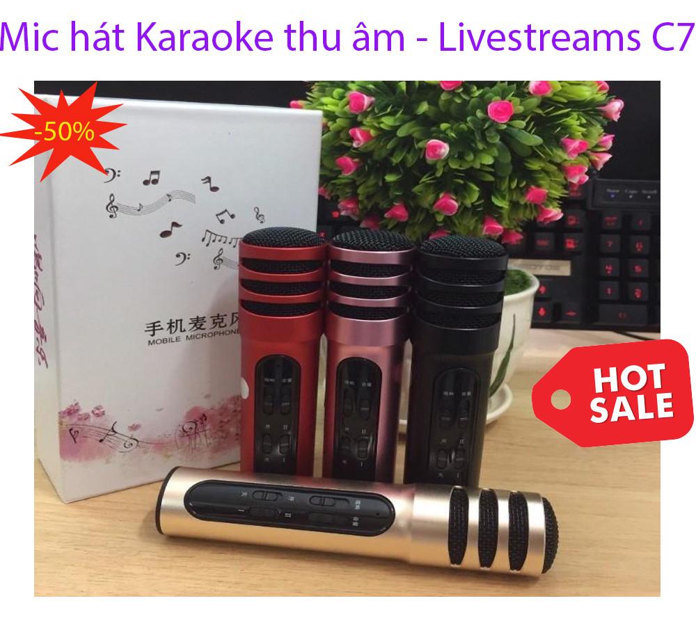 Mic karaoke, thu âm trên điện thoại,  livestream cho điện thoại C7 thu âm 3 IN 1, với âm thanh tự nhiên và tinh khiết.