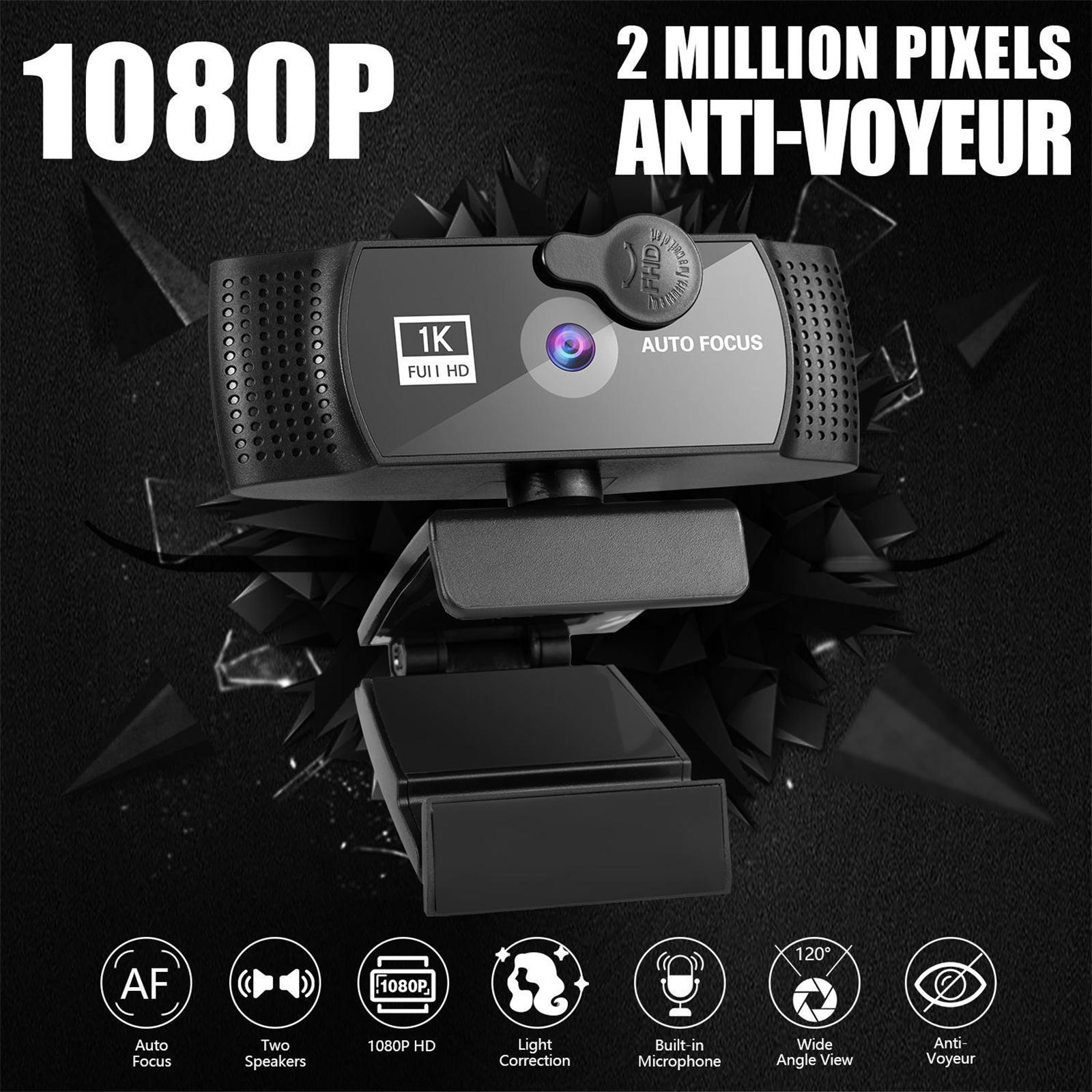 Webcam 1080p HD w/ Noise-Cancelling Microphone USB for Gaming PC Desktop