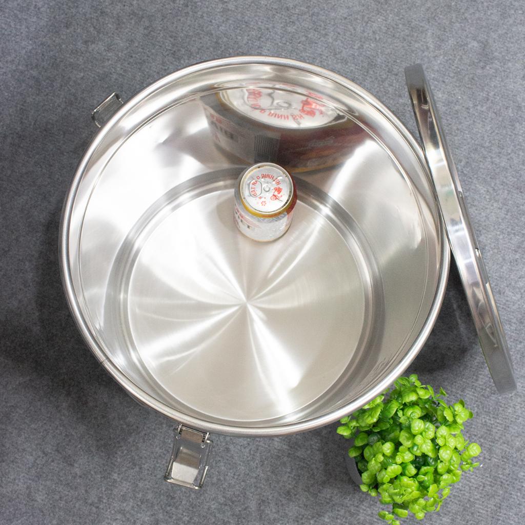 Xô inox 304 20L- nồi inox 30x30cm có khóa đựng thực phẩm