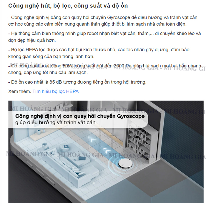 Robot hút bụi lau nhà Xiaomi Lydsto G2 kết nối app mihome bản quốc tế - Hàng nhập khẩu