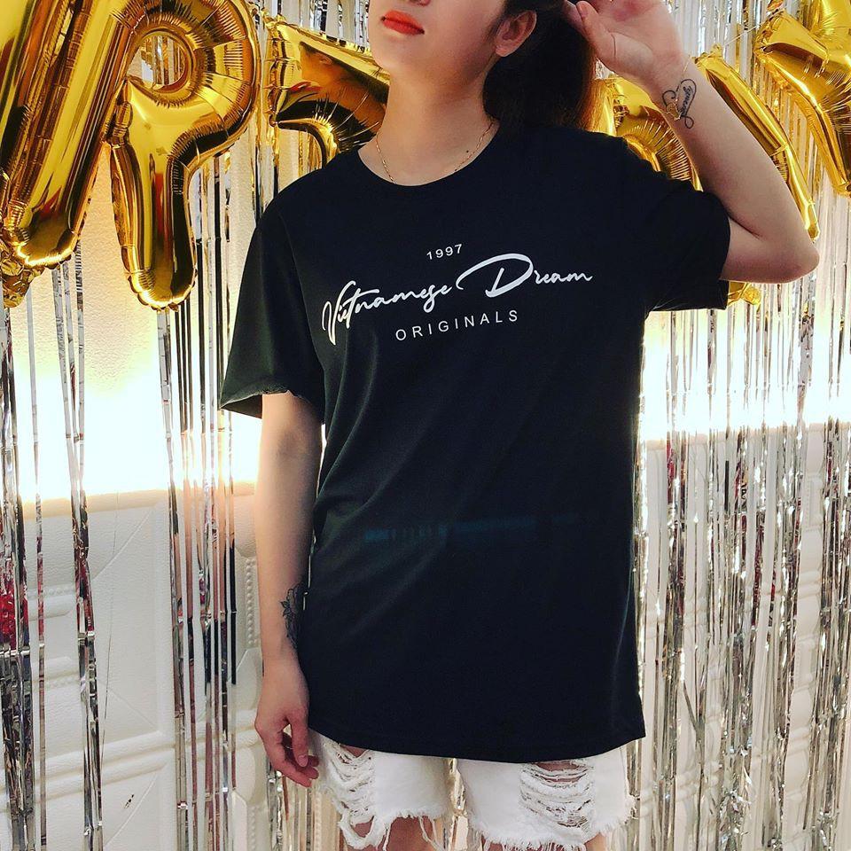 Áo thun unisex form rộng tay lỡ Vietnamese Dream in năm sinh theo yêu cầu