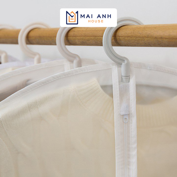 Túi bọc quần áo chất liệu vải Nonwoven độ bền cao + màng PE/EVA trong suốt giúp dễ nhận biết quần áo Mai Anh House MA37