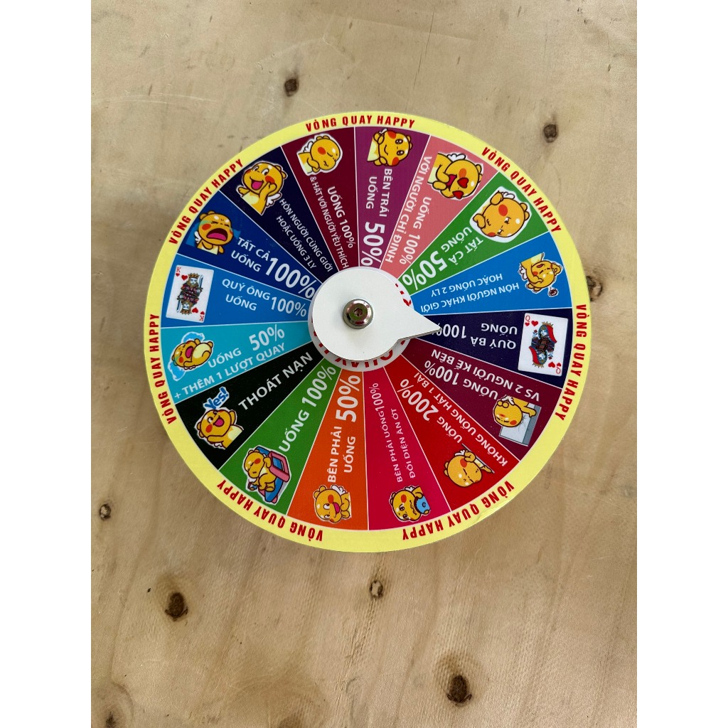 Vòng quay Lucky ( Ăn nhậu khủng long - 16 ô viền vàng - Đường kính 25cm x 6cm)